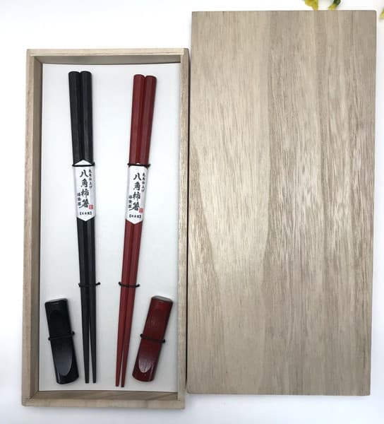 Baguettes bois de kaki + repose (coffret)