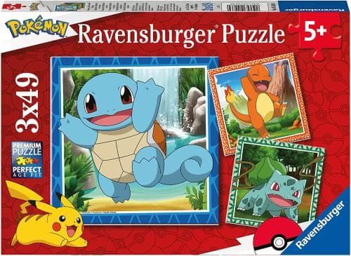 Pokémon — Salamèche, Bulbizarre & Carapuce — Set de 3 puzzles 49 pièces