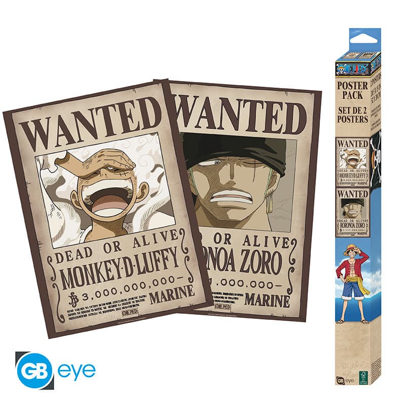 One Piece — Wanted Luffy & Zoro — Set de 2 posters 52x38