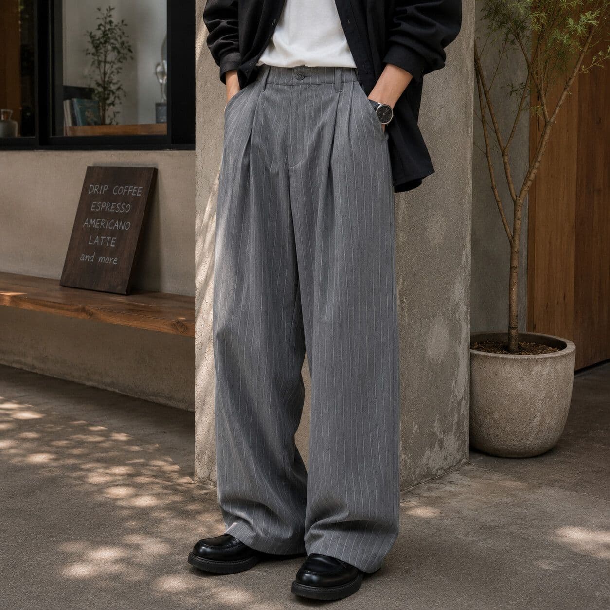 Full-Length Pant Check Pattern Wide