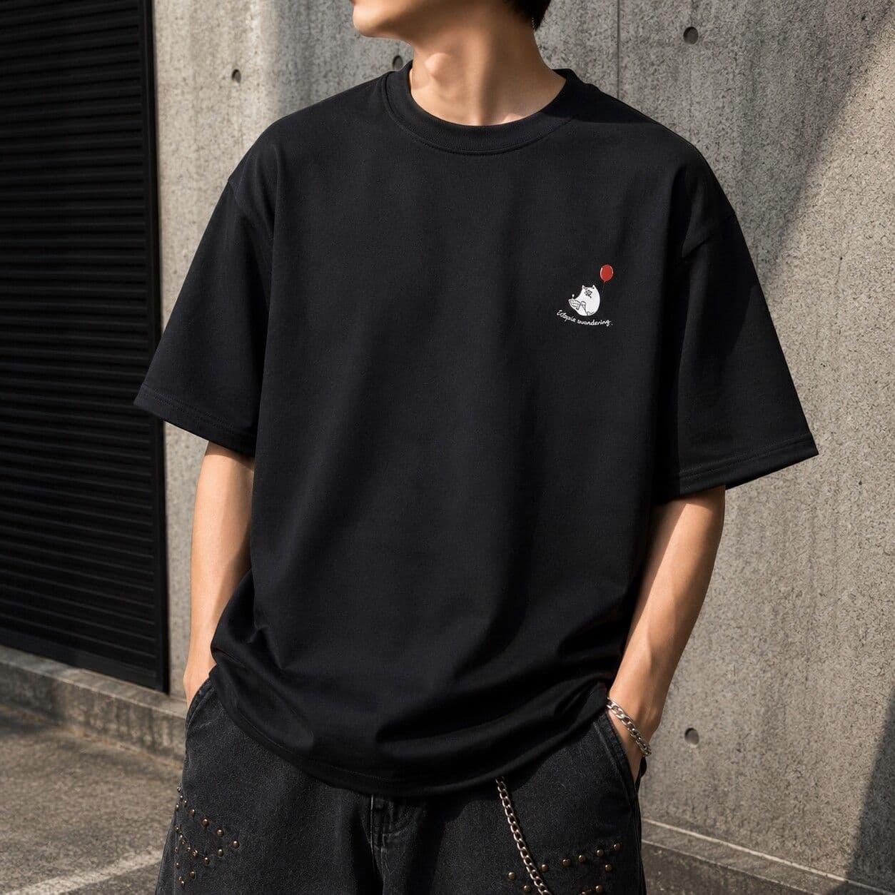 T-shirt Crew Neck Ghost Cat