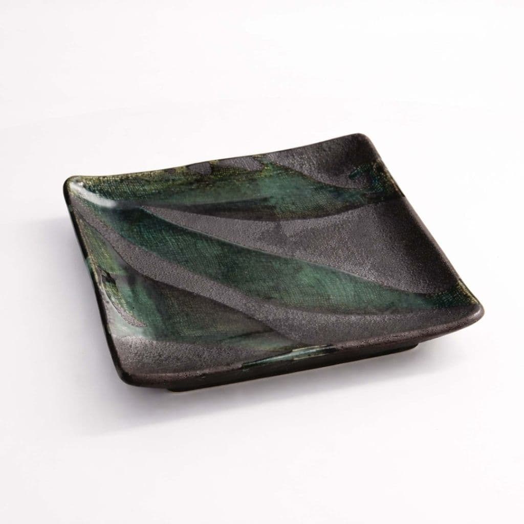Assiette carrée Mino 18 cm vert/gris