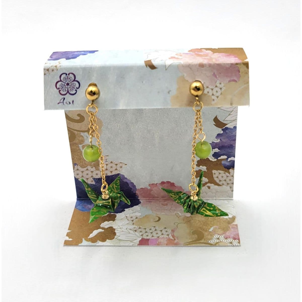 Boucles d'oreilles Grue AOI (Vert)
