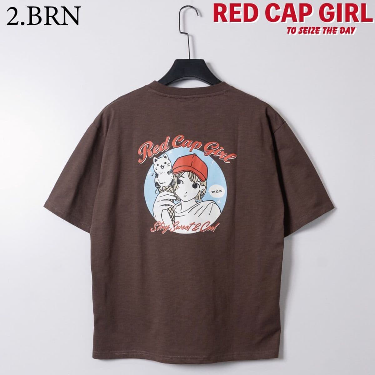 T-shirt Red Cap Girl unisexe, marron, dos imprimé