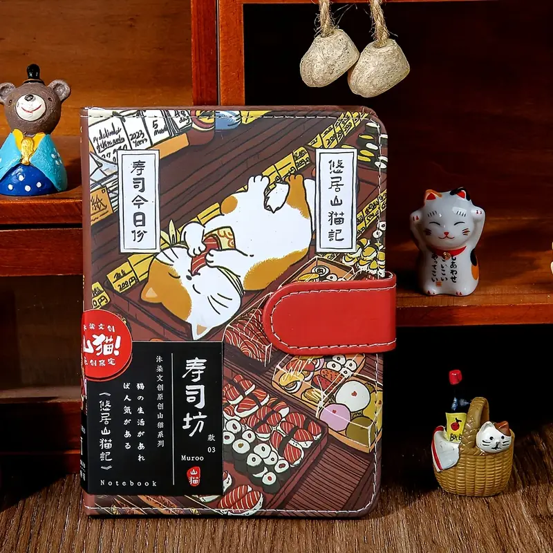 Carnet magnétique A6 Chats Japonais - Rouge