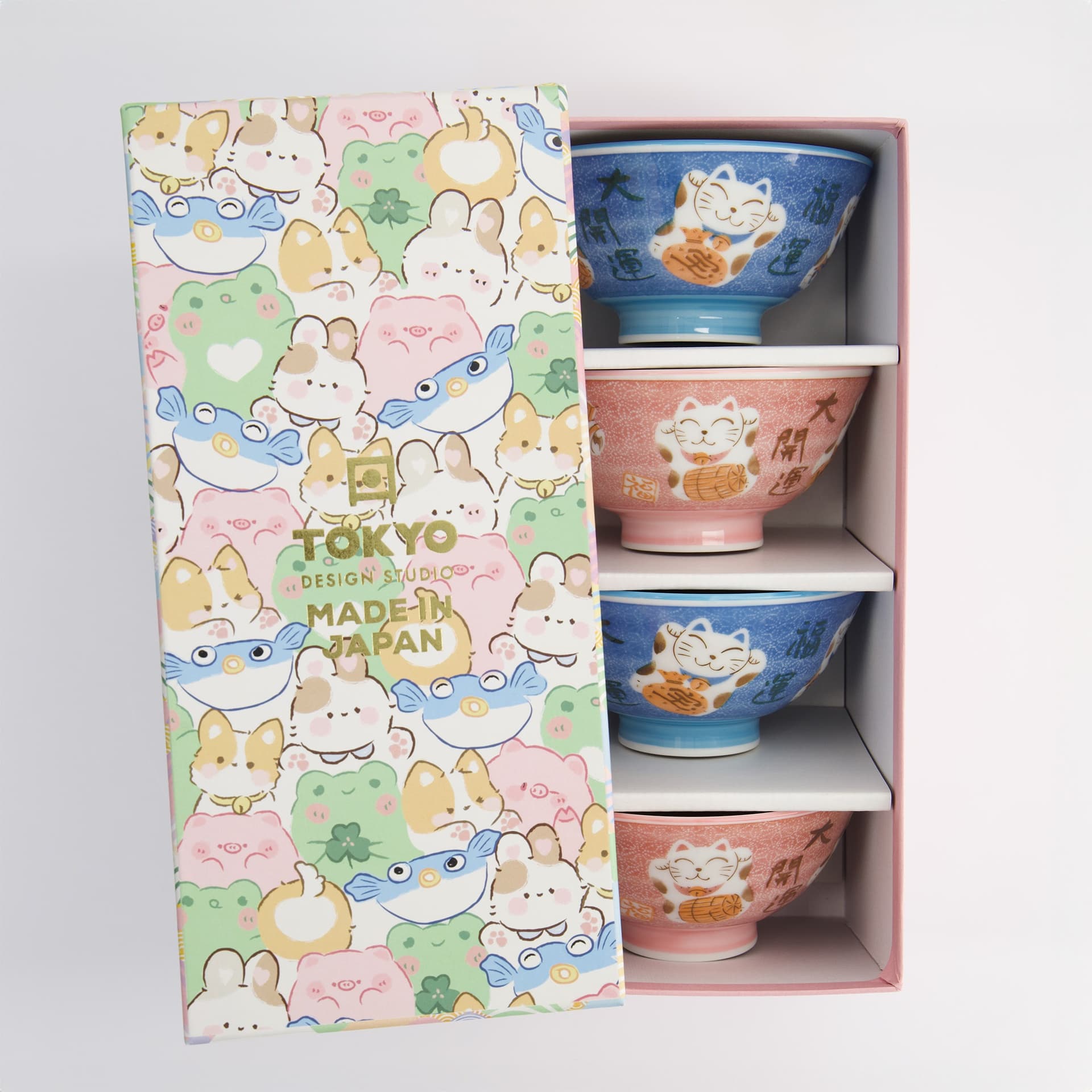 Coffret 4 bols Lucky Cat (B)