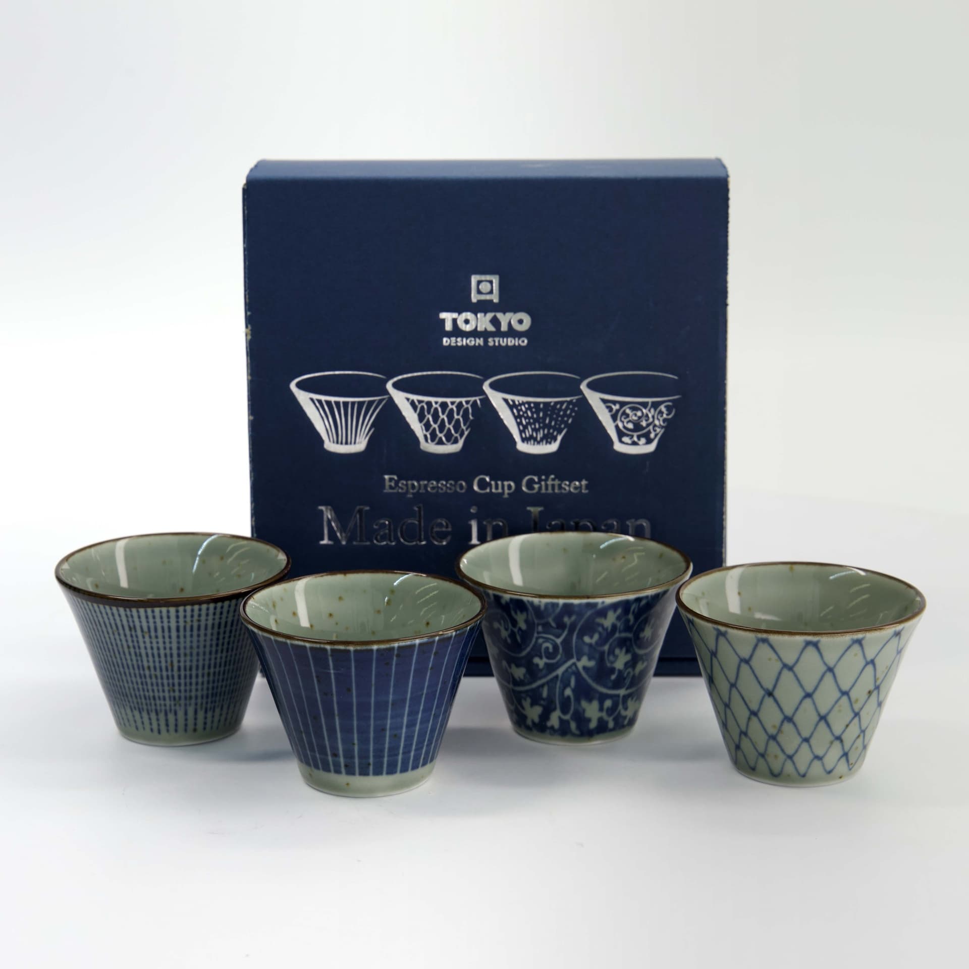Coffret 4 tasses espresso Mashiko bleu
