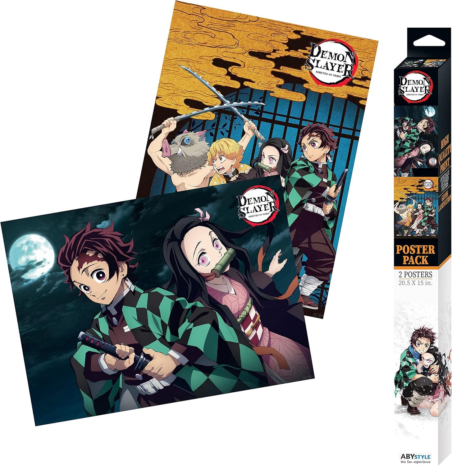 Set de 2 posters Demon Slayer Chibi 38 x 52 cm