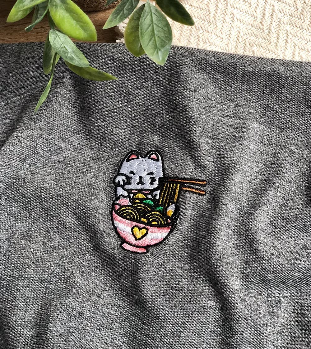T-shirt brodé Ramen Lover Gris