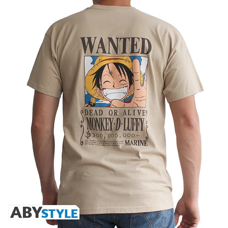 T-shirt One Piece - Vintage Wanted Luffy unisexe sable