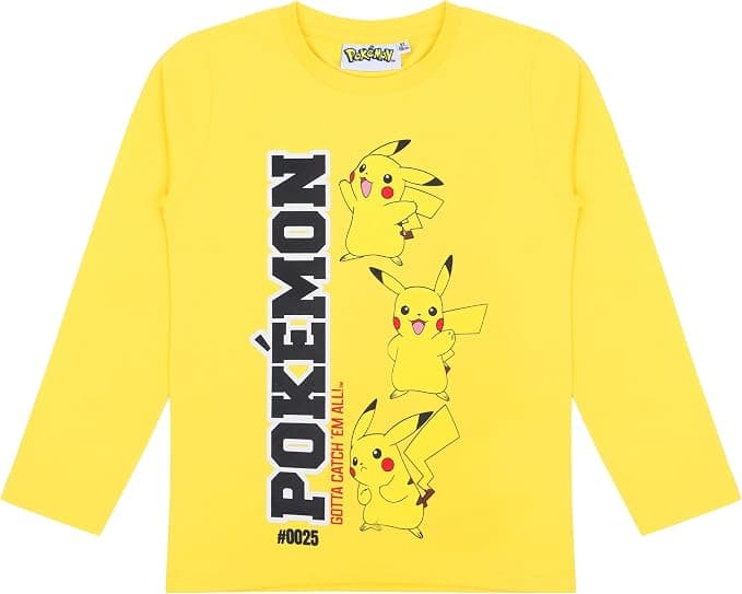 T-Shirt Pokémon À Manches Longues Jaune 116 cm